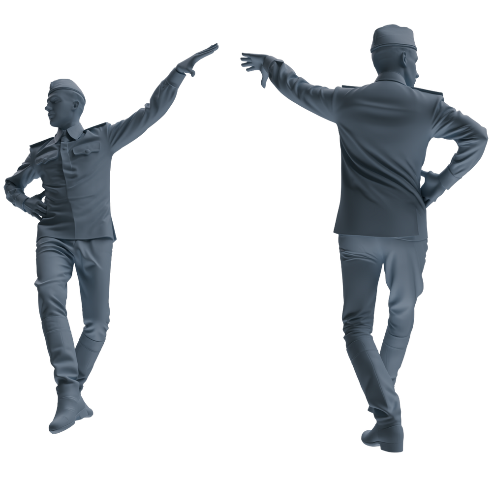 Detail view of MRY-SFW LYGR733 WWII Soviet Army War Scene Six-Person Dancing Group Model