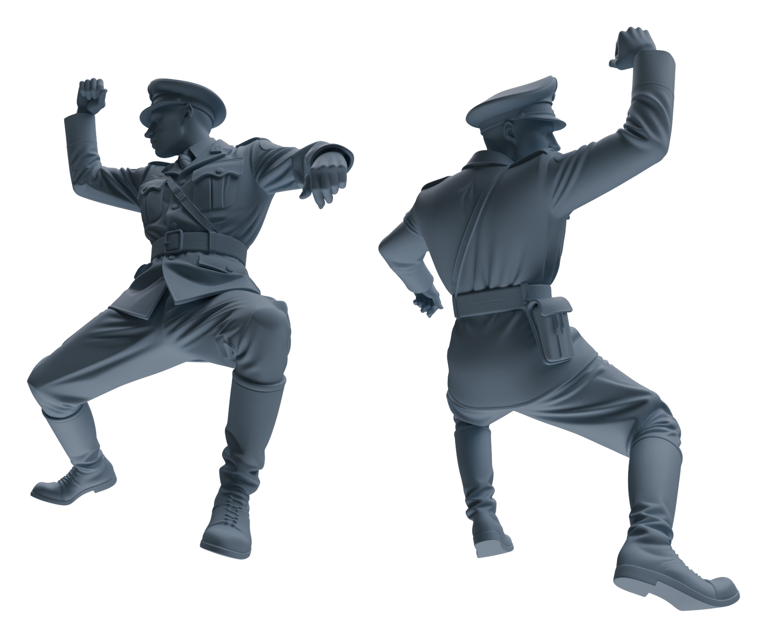 Detail view of MRY-SFW LYGR586 WWII French Army Five-Person Dancing Group Model