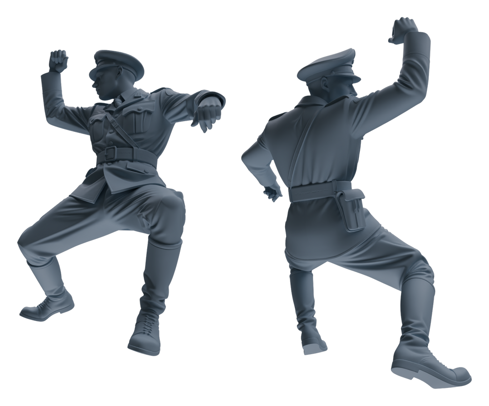 Detail view of MRY-SFW LYGR586 WWII French Army Five-Person Dancing Group Model