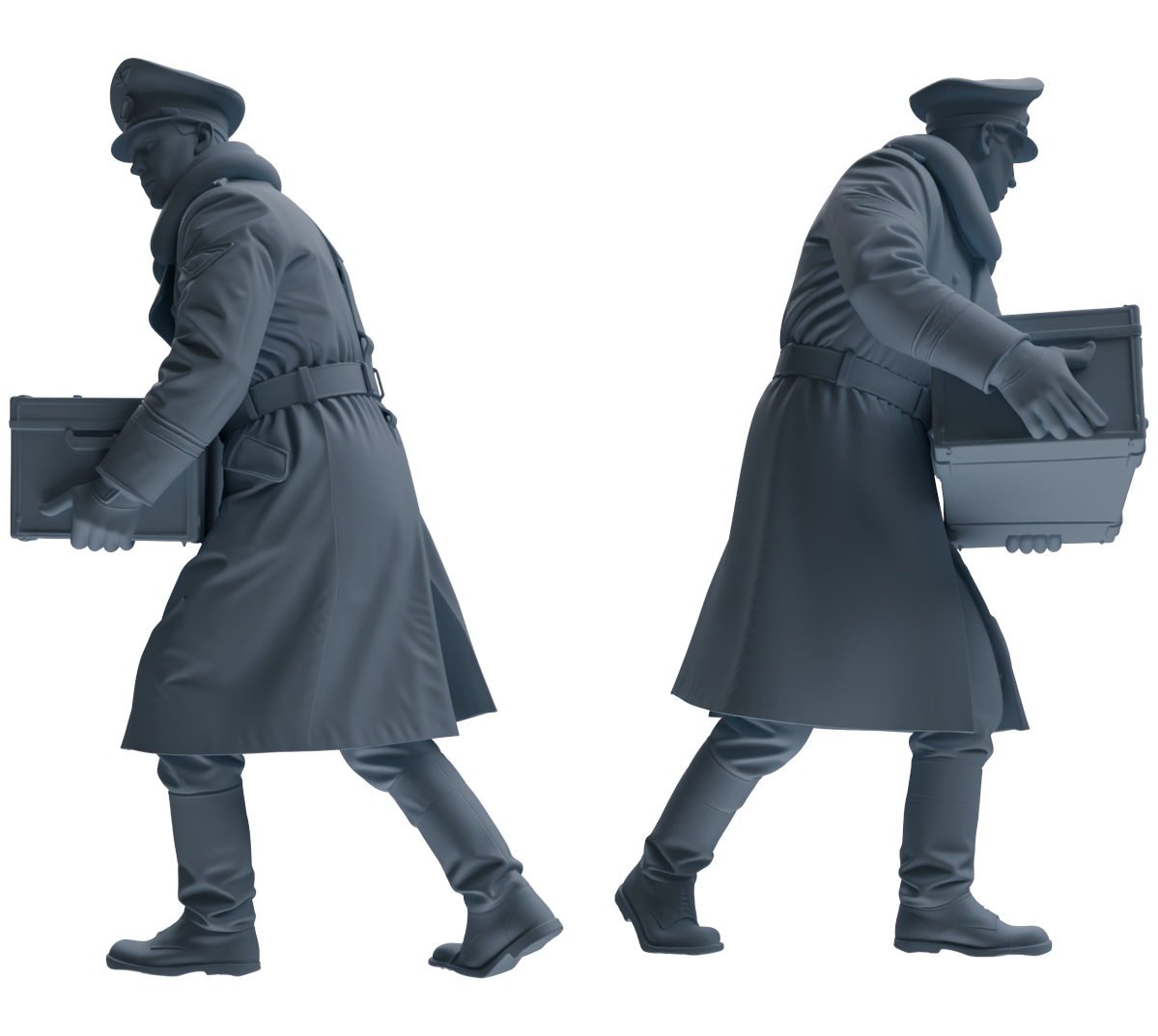 Detail view of MRY-SFW LYGR712 WWII German Army Officer War Scene Six-Person Carrying Group Model