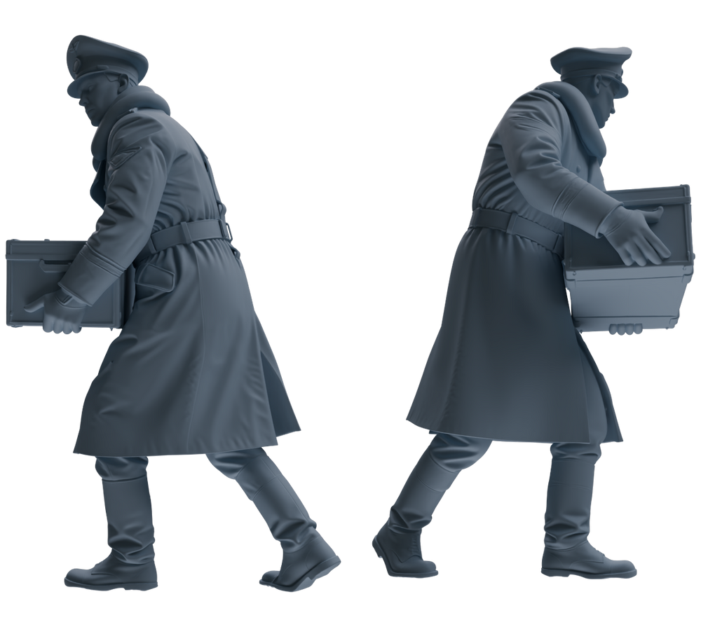 Detail view of MRY-SFW LYGR712 WWII German Army Officer War Scene Six-Person Carrying Group Model