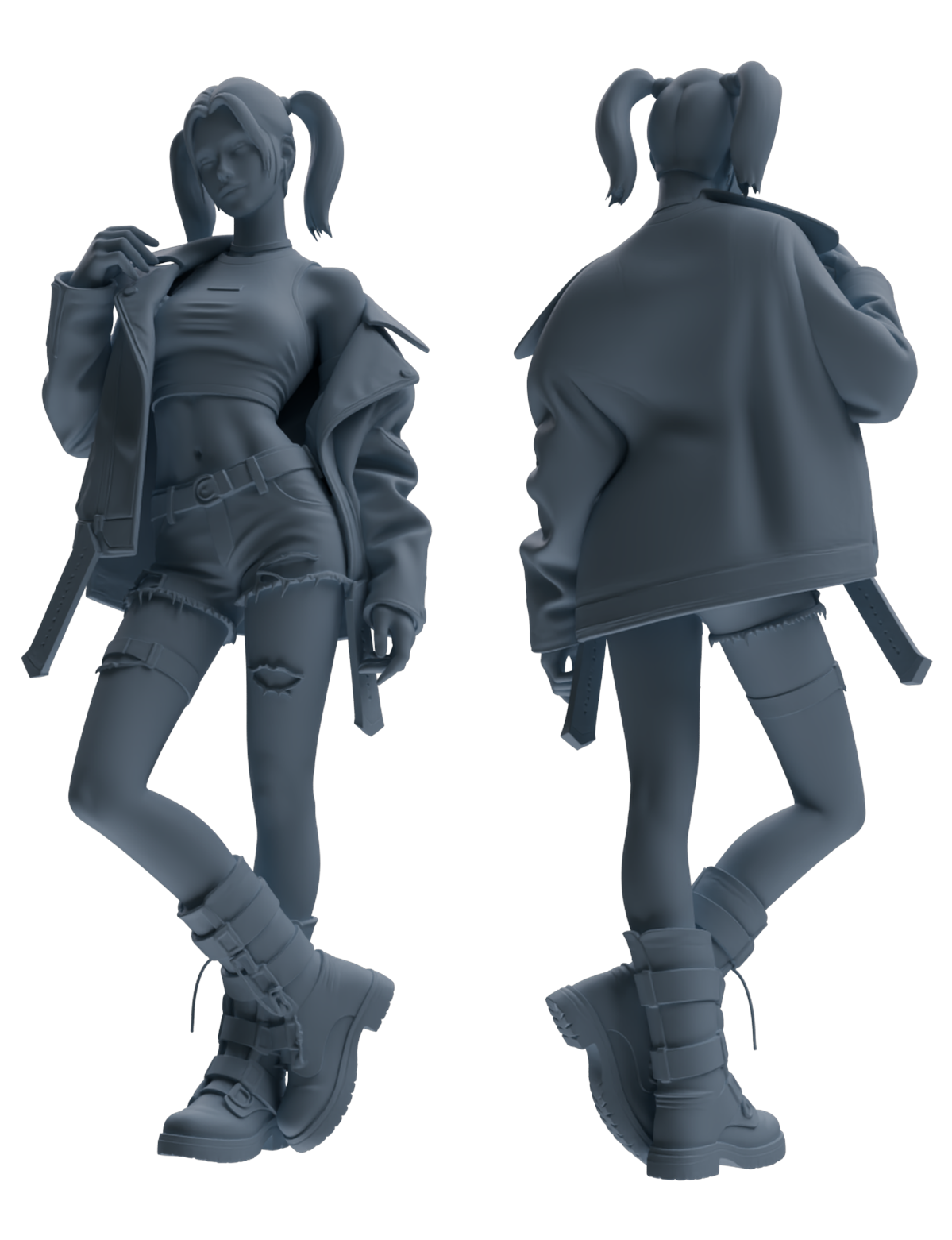 Detail view of MRY-SFW LYTR863 Motorcycle Style Girl Figure Modern Model 3 pcs Miniature Car Diorama Figures Scene Props Accessories Resin Model