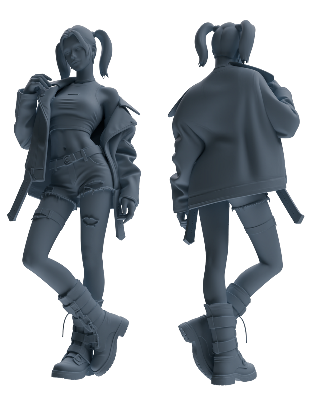 Detail view of MRY-SFW LYTR863 Motorcycle Style Girl Figure Modern Model 3 pcs Miniature Car Diorama Figures Scene Props Accessories Resin Model
