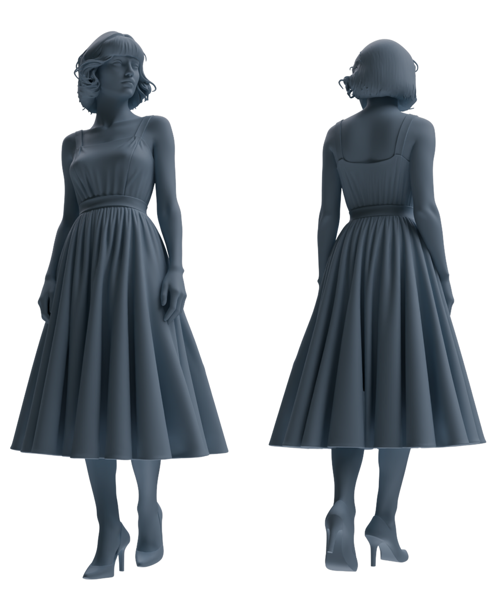 Detail view of MRY-SFW LYTR857 Dress Woman Figure Modern Model 3 pcs Miniature Car Diorama Figures Scene Props Accessories Resin Model