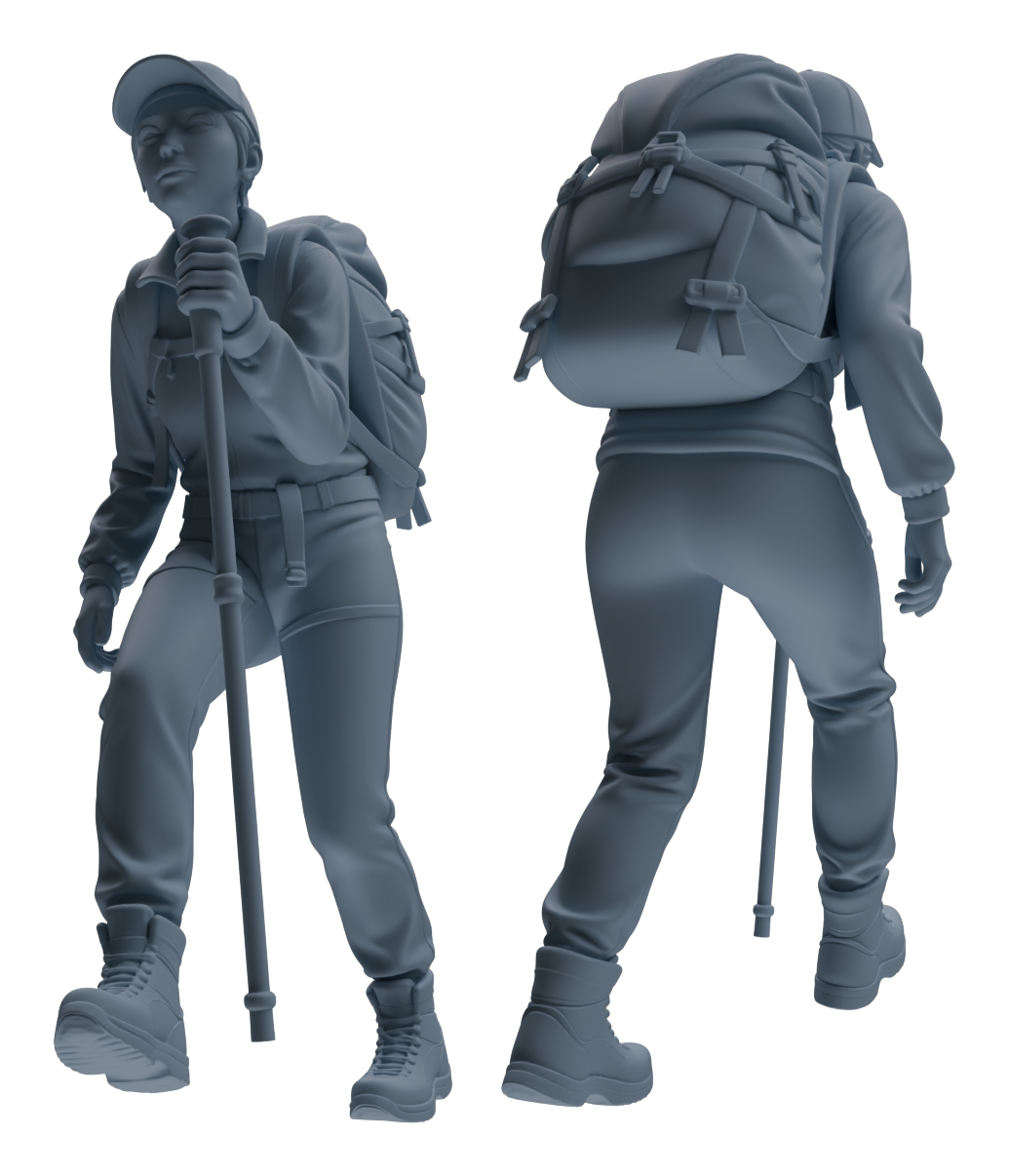 Detail view of MRY-SFW LYTR904 Outdoor Hiker Modern Model 3 pcs Model