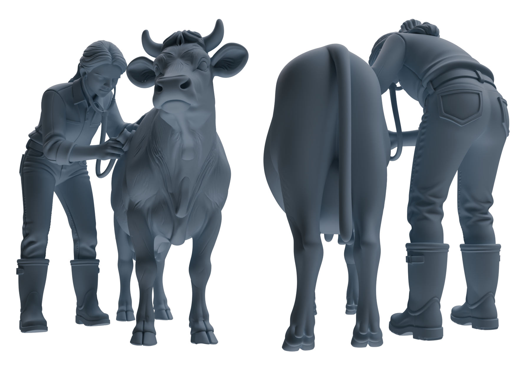Detail view of MRY-SFW LYTR912 Farm Veterinarian with Livestock Modern Model 4 pcs Model