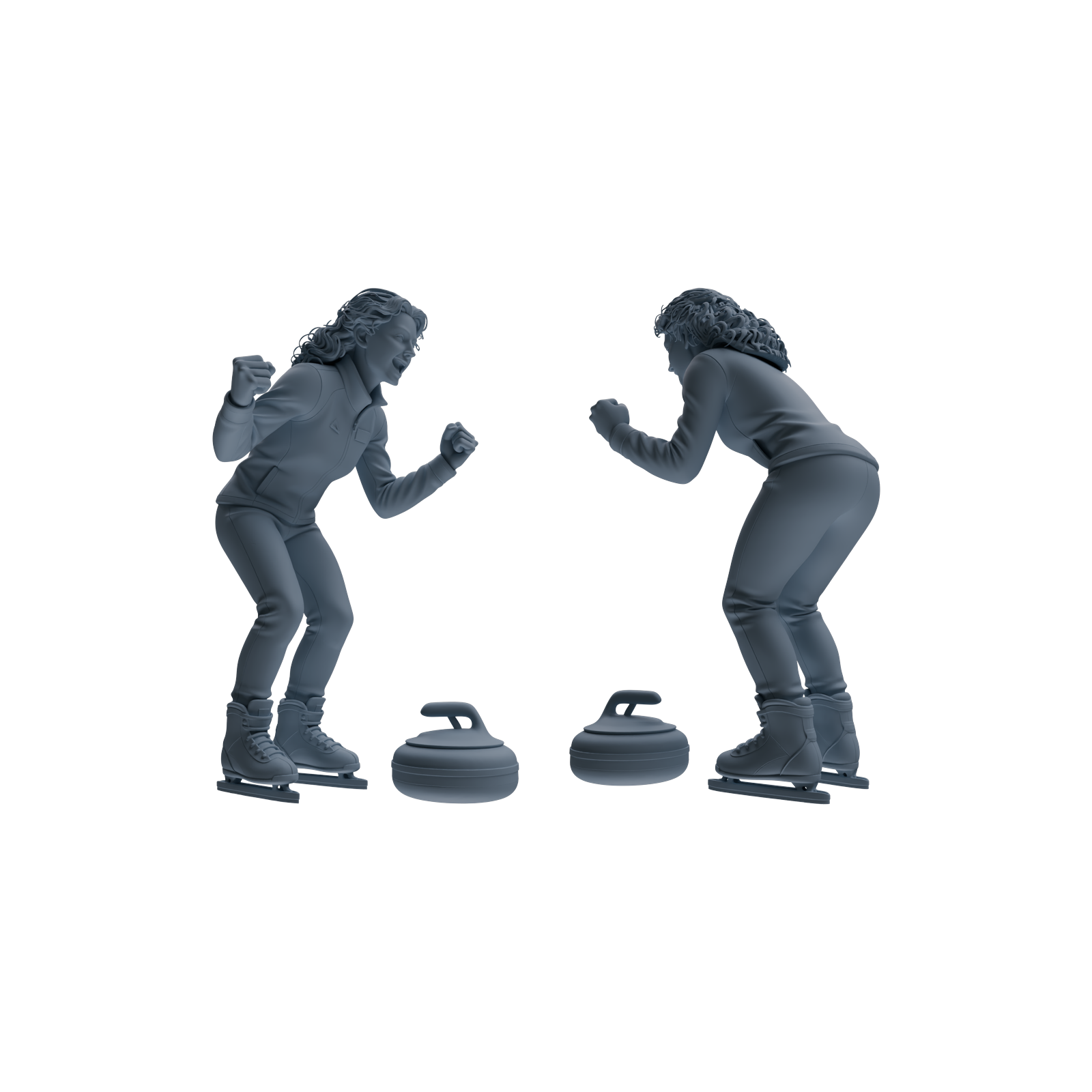 Detail view of MRY-SFW LYTR793 Curling Figure Modern Model 4 pcs Miniature Car Diorama Figures Scene Props Accessories Resin Model