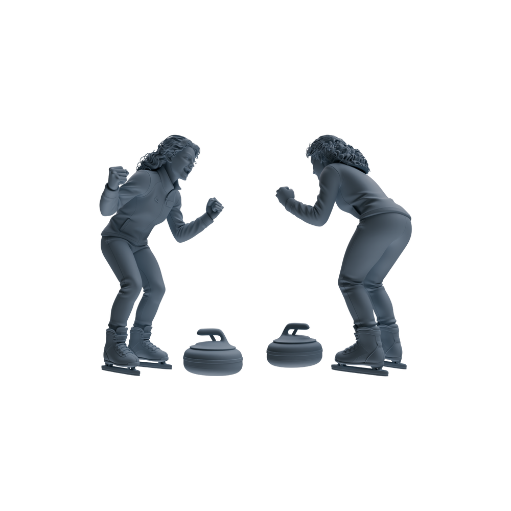Detail view of MRY-SFW LYTR793 Curling Figure Modern Model 4 pcs Miniature Car Diorama Figures Scene Props Accessories Resin Model