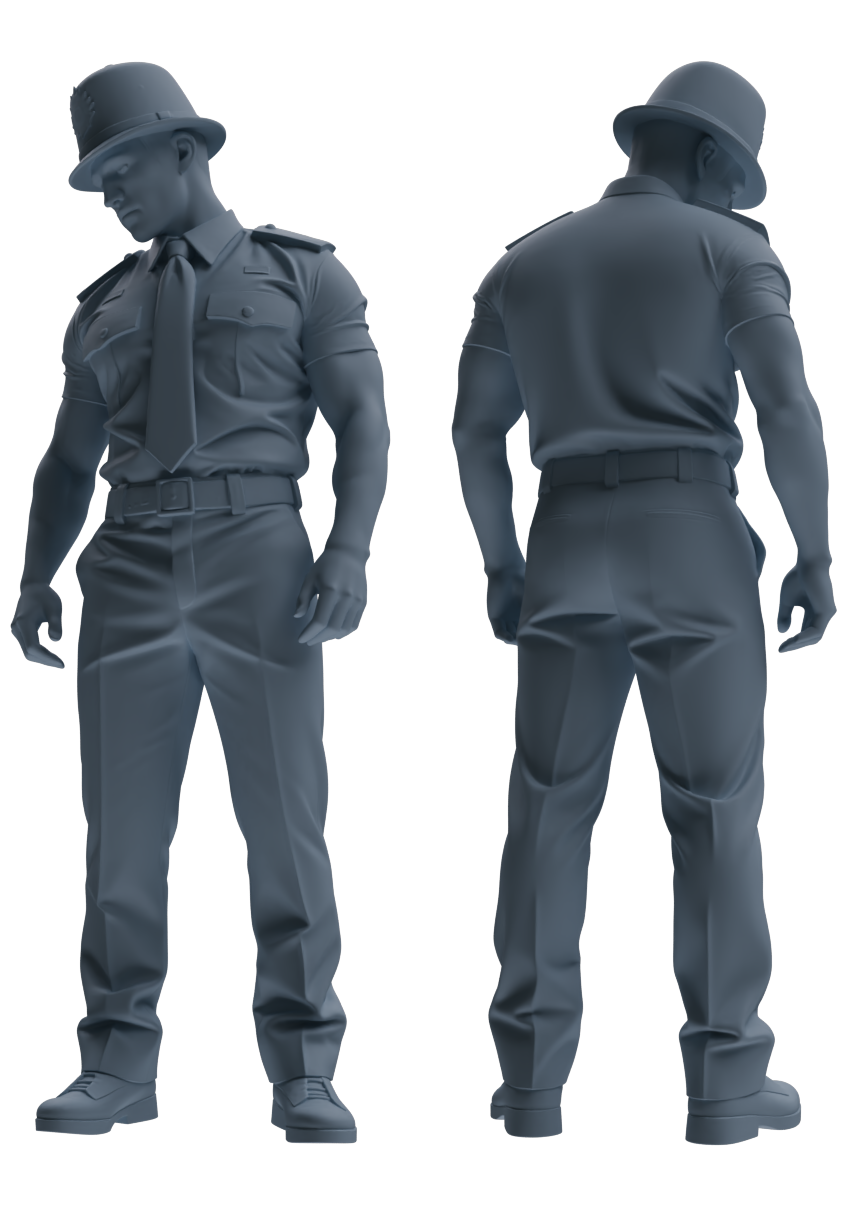 Detail view of MRY-SFW LYGR806 Modern British Police Six-Person Punishment Group Model