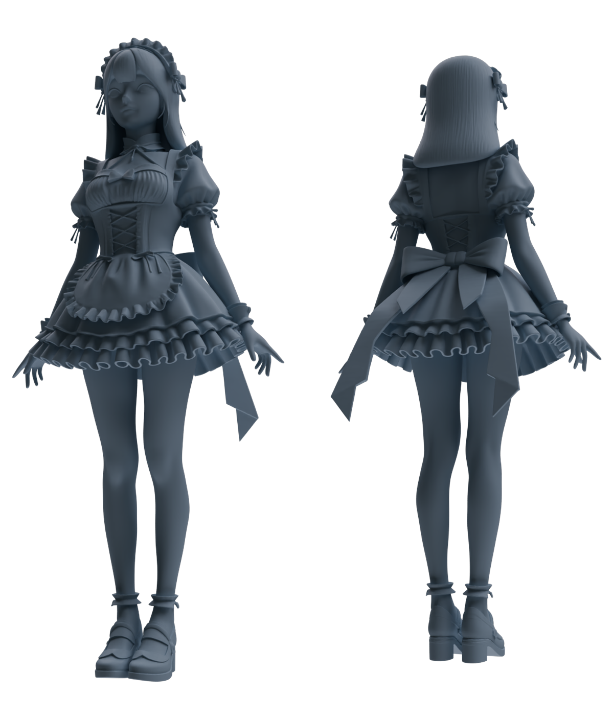Detail view of MRY-SFW LYTR872 Maid Outfit Girl Figure Modern Model 3 pcs Model