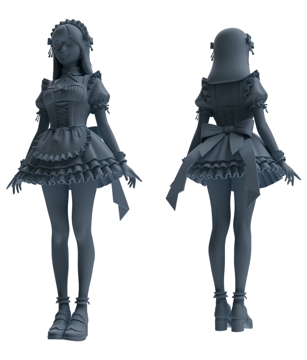 Detail view of MRY-SFW LYTR872 Maid Outfit Girl Figure Modern Model 3 pcs Model