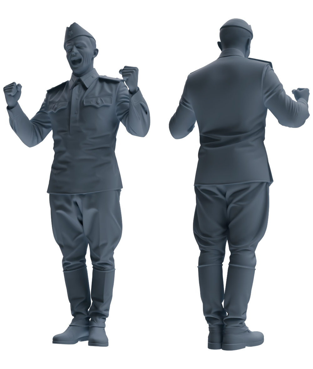 Detail view of MRY-SFW LYGR735 WWII Soviet Army War Scene Six-Person Entertainment Group Model