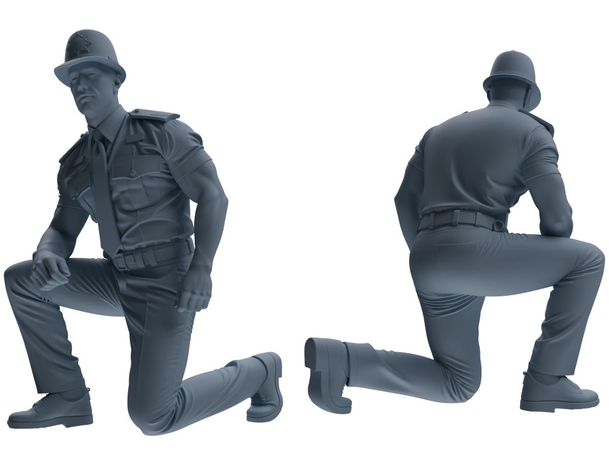 Detail view of MRY-SFW LYGR798 Modern British Police Six-Person Scolding Group Model