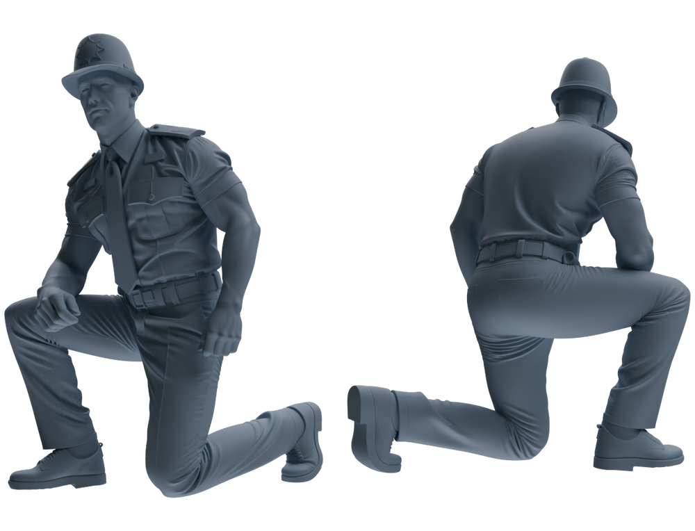 Detail view of MRY-SFW LYGR798 Modern British Police Six-Person Scolding Group Model
