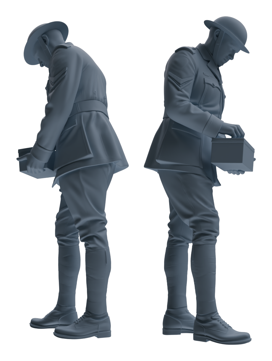 Detail view of MRY-SFW LYGR604 Historical WWII British Army Six-Person Combat Readiness Group Model