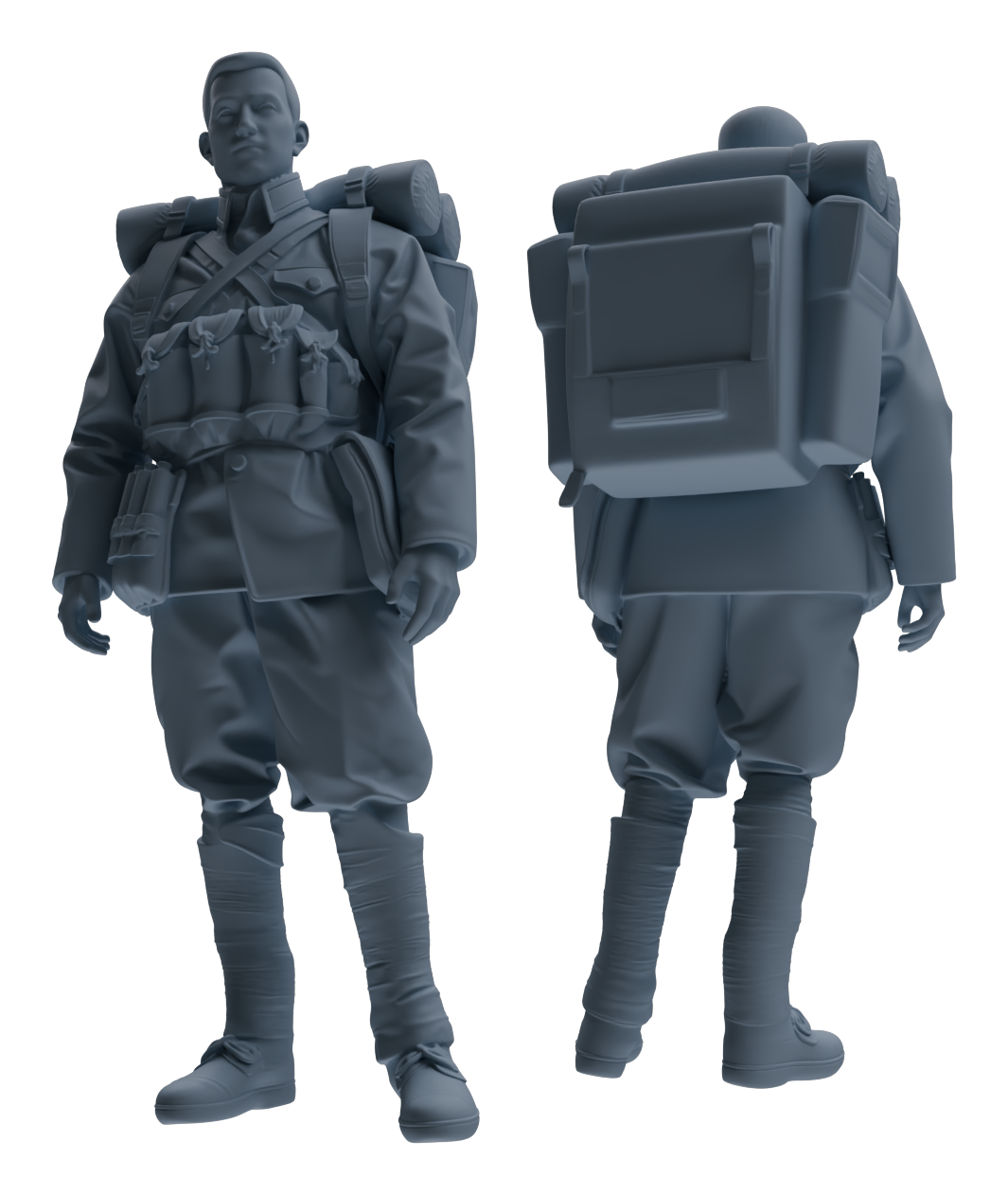 Detail view of MRY-SFW LYGR605 Historical People's Liberation Army Six-Person Carrying Group Model