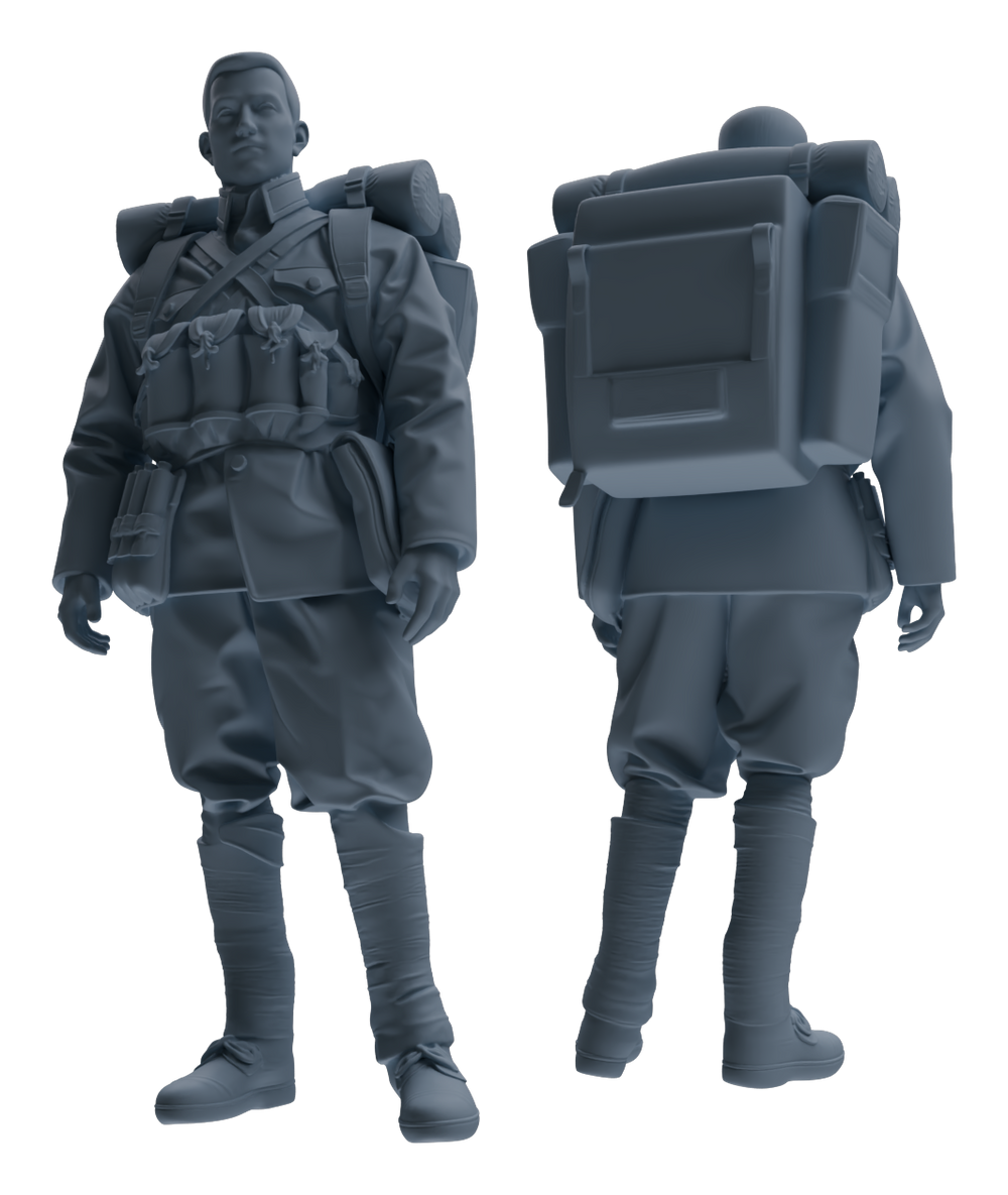 Detail view of MRY-SFW LYGR605 Historical People's Liberation Army Six-Person Carrying Group Model