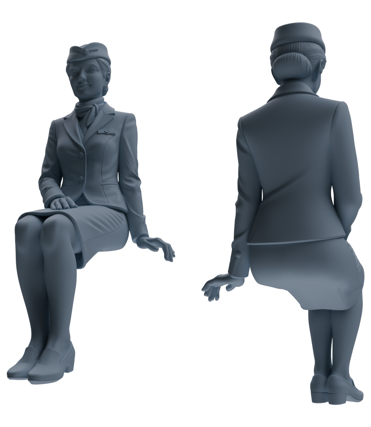 Detail view of MRY-SFW LYTR862 Flight Attendant Service Pose Woman Figure Modern Model 4 pcs Miniature Car Diorama Figures Scene Props Accessories Resin Model