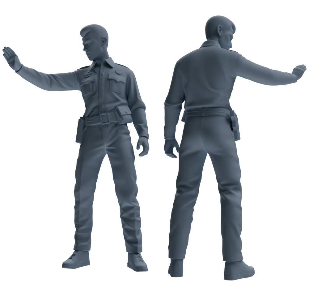 Detail view of MRY-SFW LYGR680 Los Angeles Patrol Police Six-Person Training Group Model