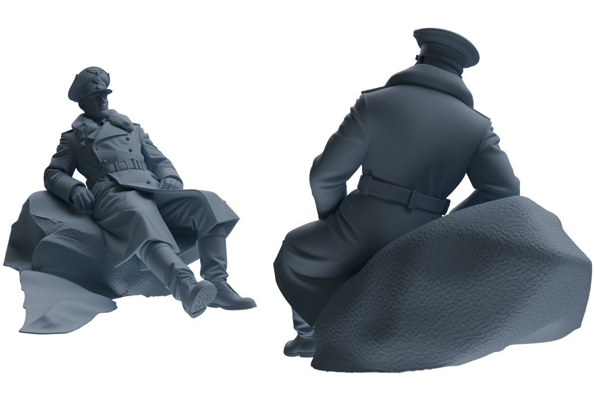 Detail view of MRY-SFW LYGR710 WWII German Army War Scene Six-Person Rest Group Model