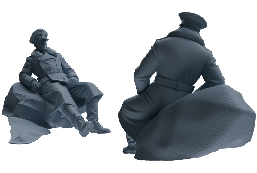 Detail view of MRY-SFW LYGR710 WWII German Army War Scene Six-Person Rest Group Model