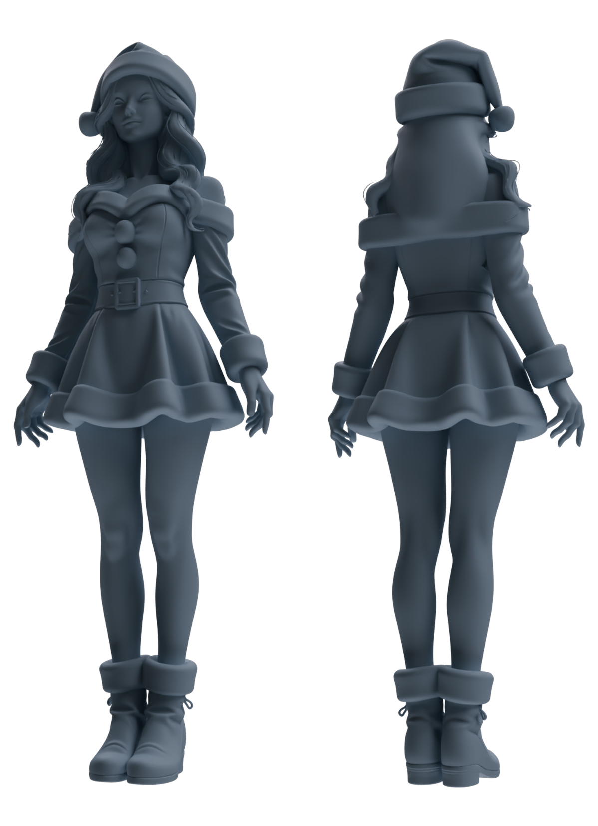 Detail view of MRY-SFW LYTR881 Christmas Style Girl Figure Modern Model 4 pcs Model