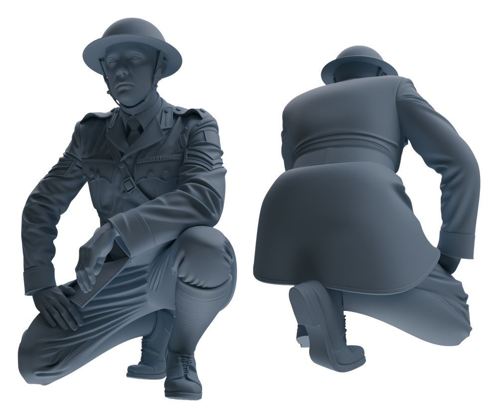 Detail view of MRY-SFW LYGR601 Historical WWII British Army Seven-Person Rest Group Model