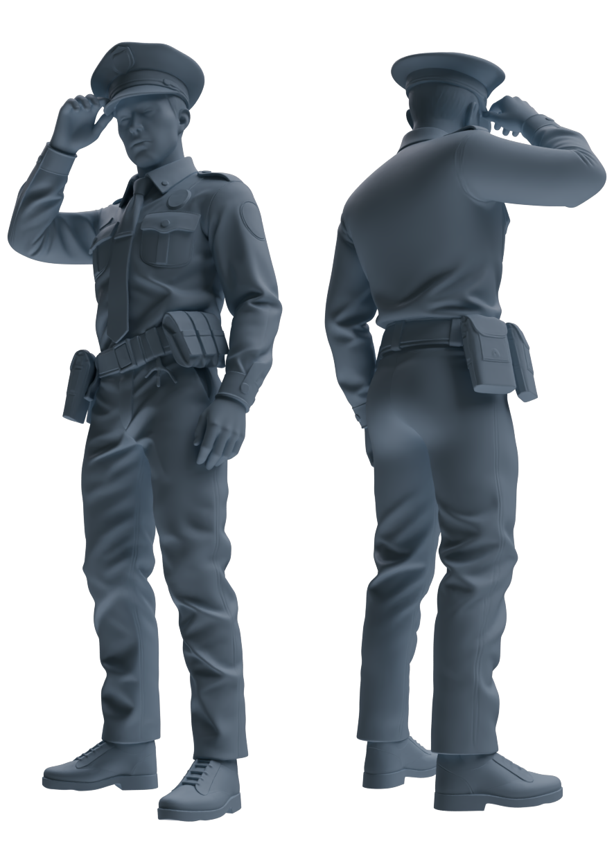 Detail view of MRY-SFW LYGR676 Los Angeles Patrol Police Seven-Person Daily Routine 3 Model