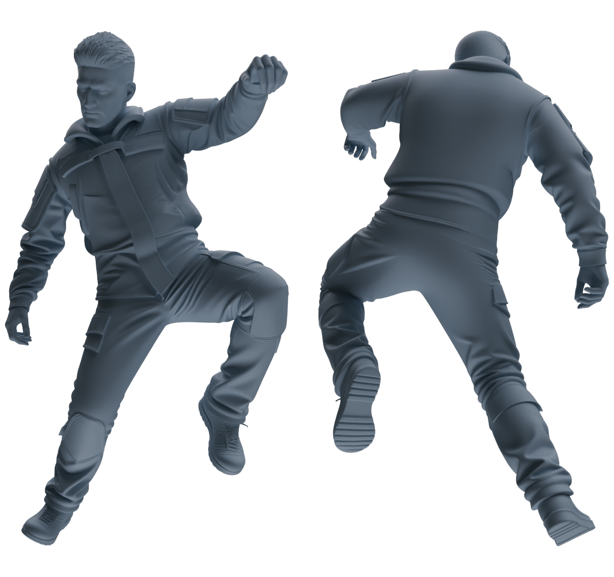 Detail view of MRY-SFW LYGR692 Modern U.S. Military Six-Person Dancing Group Model