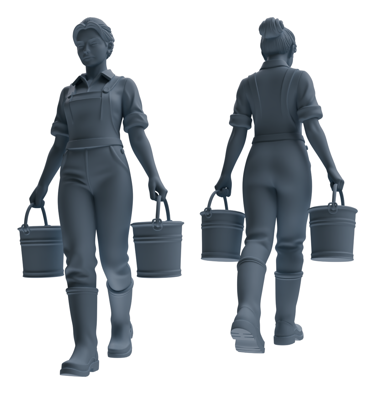 Detail view of MRY-SFW LYTR901 Farm Woman with Bucket Modern Model 4 pcs Model