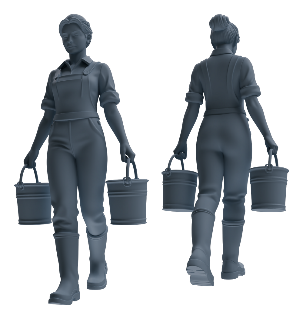 Detail view of MRY-SFW LYTR901 Farm Woman with Bucket Modern Model 4 pcs Model