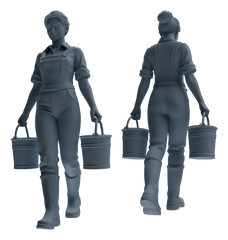 Detail view of MRY-SFW LYTR901 Farm Woman with Bucket Modern Model 4 pcs Model