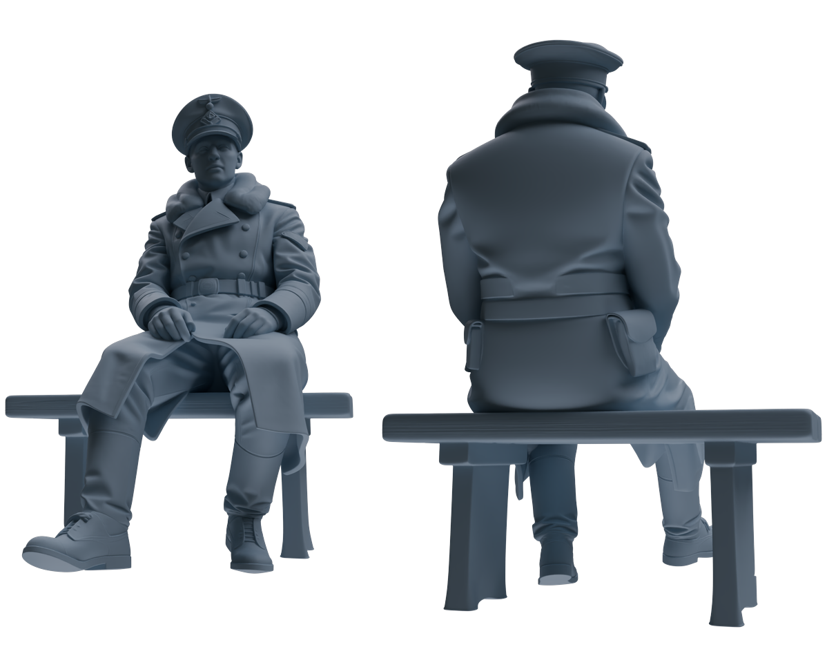 Detail view of MRY-SFW LYGR708 WWII German Army War Scene Six-Person Tactical Designation Group Model