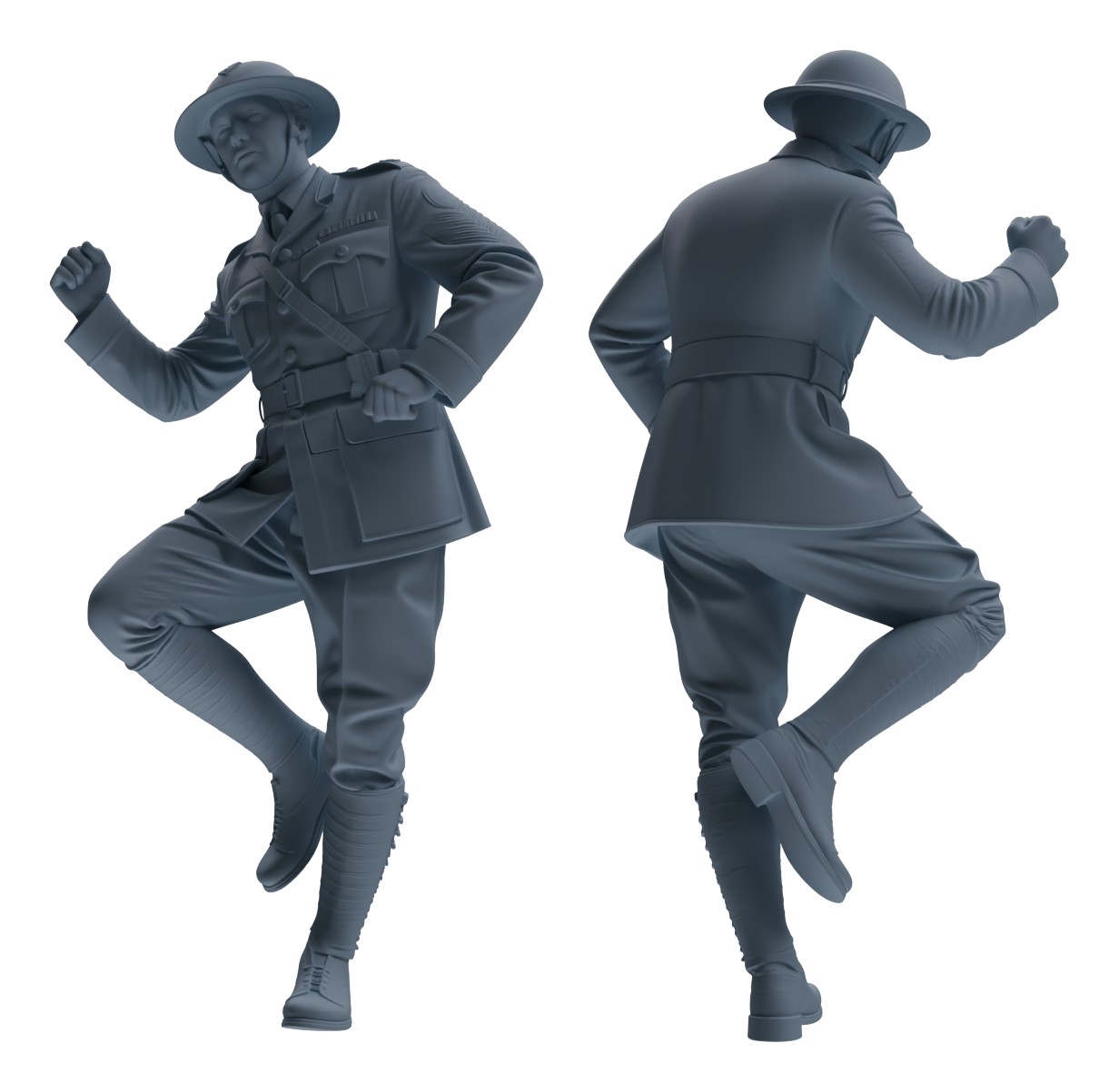 Detail view of MRY-SFW LYGR603 Historical WWII British Army Six-Person Dancing Group Model