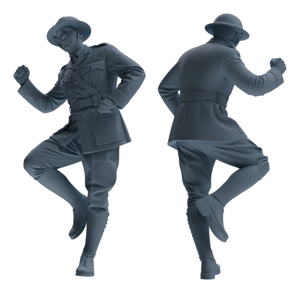 Detail view of MRY-SFW LYGR603 Historical WWII British Army Six-Person Dancing Group Model