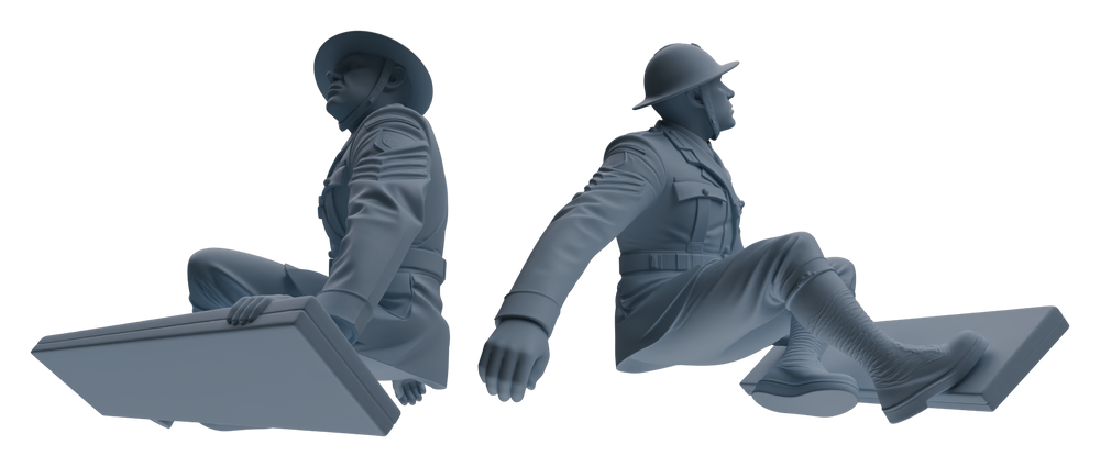 Detail view of MRY-SFW LYGR602 Historical WWII British Army Six-Person Training Group Model