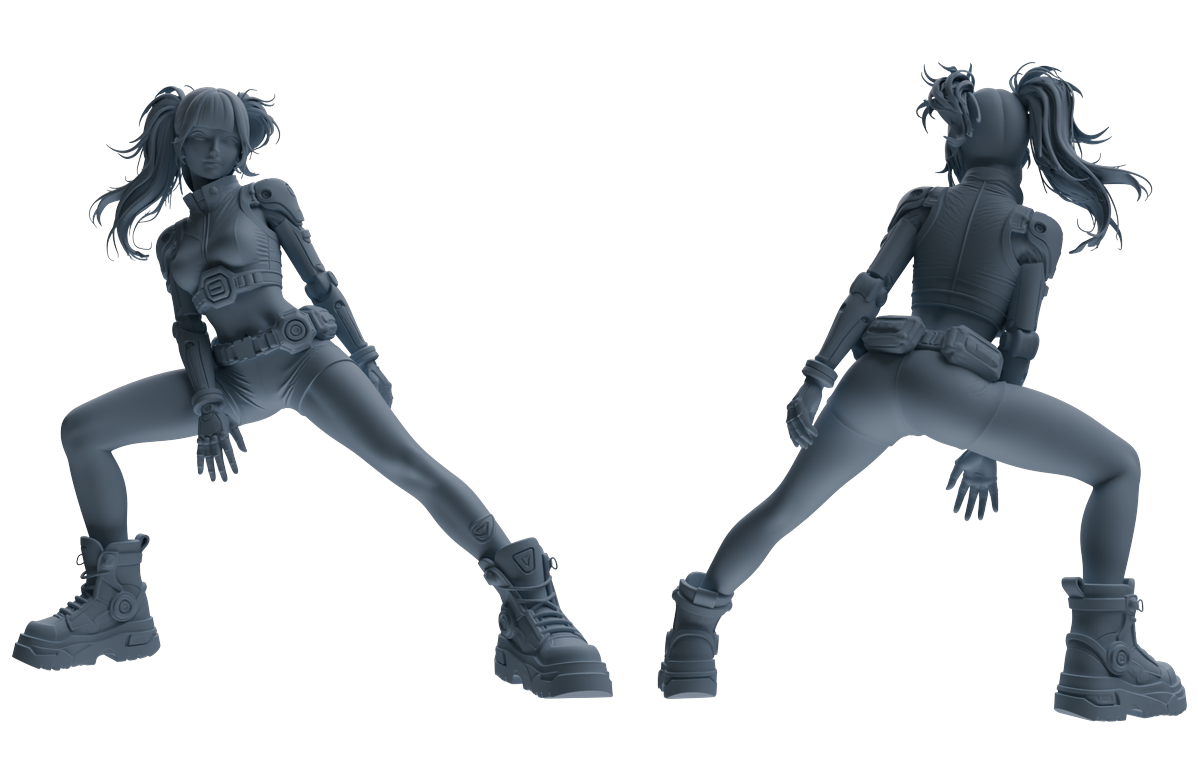 Detail view of MRY-SFW LYTR855 Cyberpunk Girl Figure Modern Model 3 pcs Miniature Car Diorama Figures Scene Props Accessories Resin Model