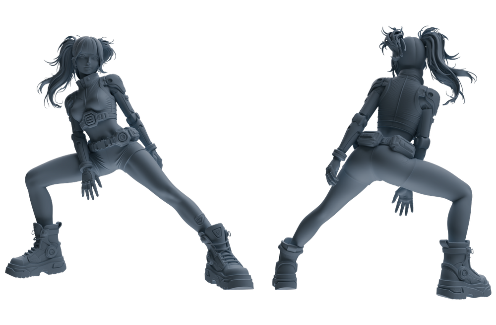 Detail view of MRY-SFW LYTR855 Cyberpunk Girl Figure Modern Model 3 pcs Miniature Car Diorama Figures Scene Props Accessories Resin Model