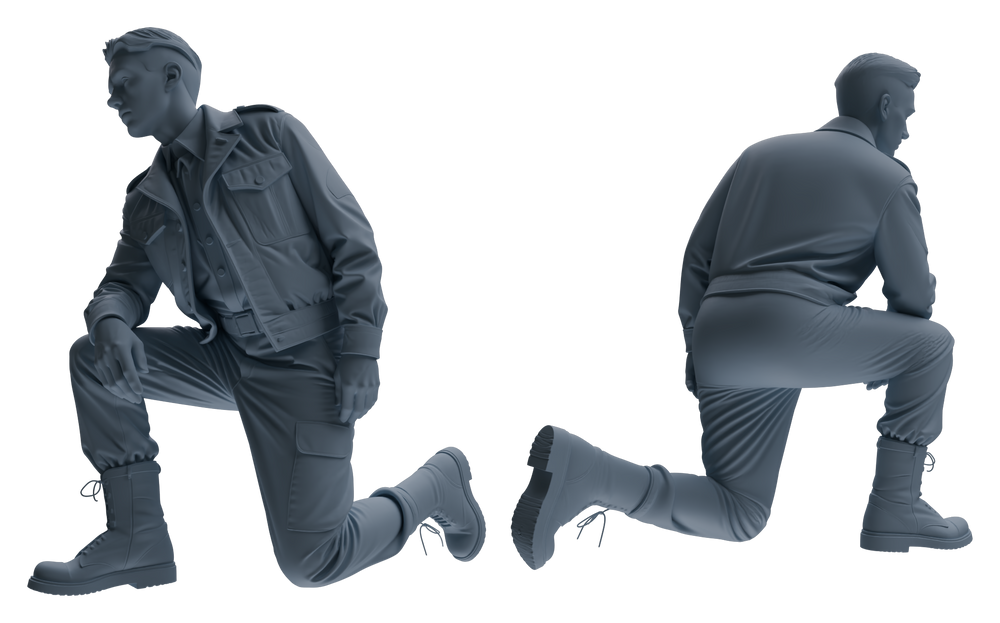 Detail view of MRY-SFW LYGR596 Historical WWII U.S. Army Six-Person Command Group Model