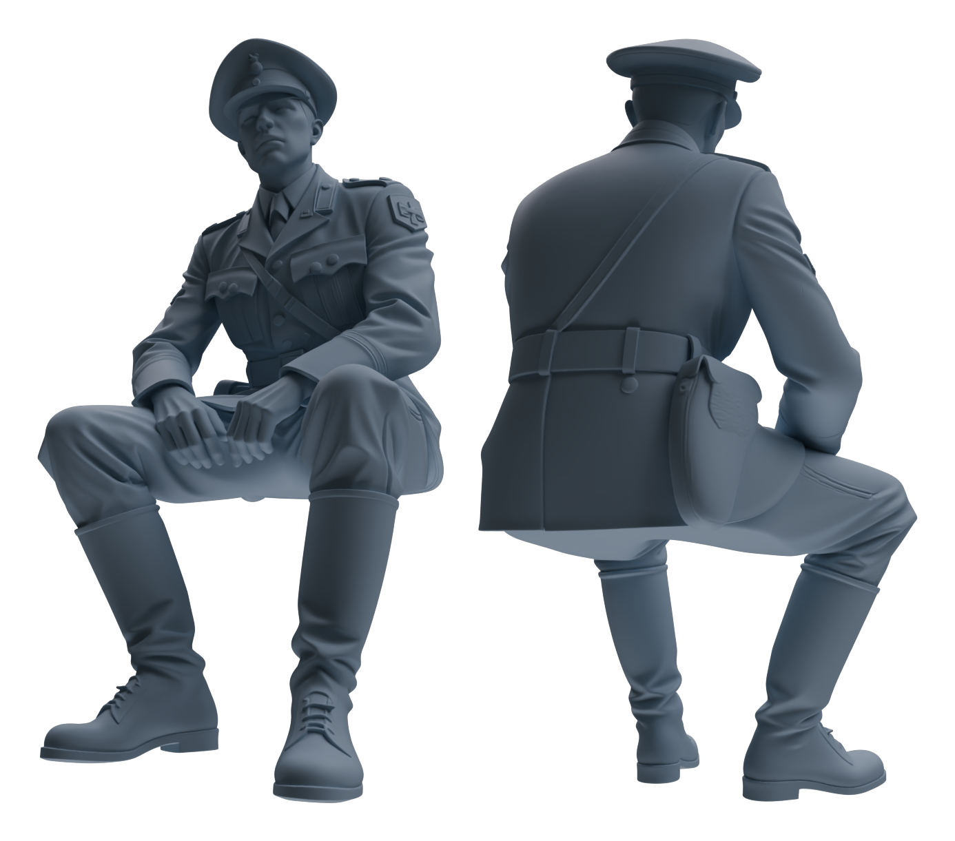 Detail view of MRY-SFW LYGR587 WWII French Army Seven-Person Rest Group Model