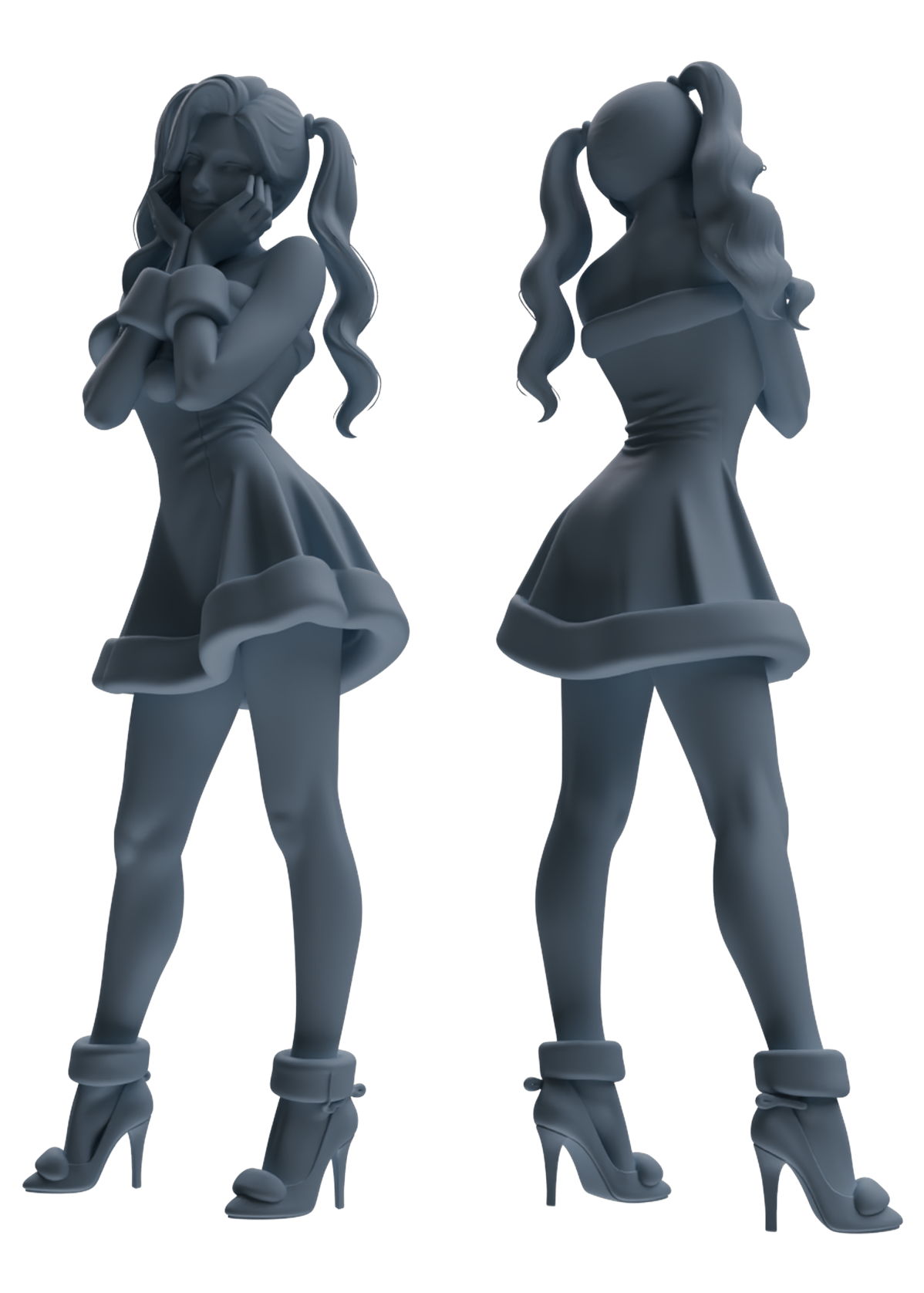 Detail view of MRY-SFW LYTR882 Christmas Themed Woman Figure Modern Model 4 pcs Model