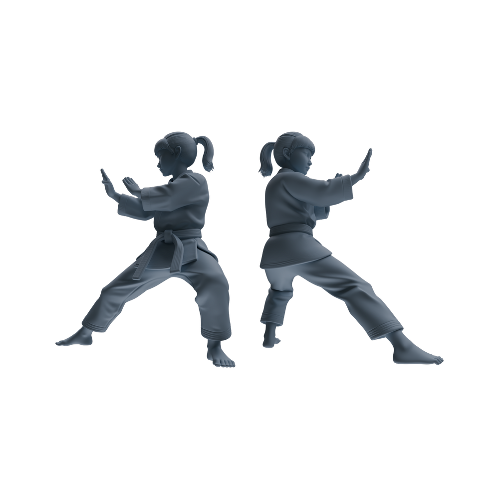 Detail view of MRY-SFW LYTR814 Karate Child Athlete Figure Modern Model 4 pcs Miniature Car Diorama Figures Scene Props Accessories Resin Model
