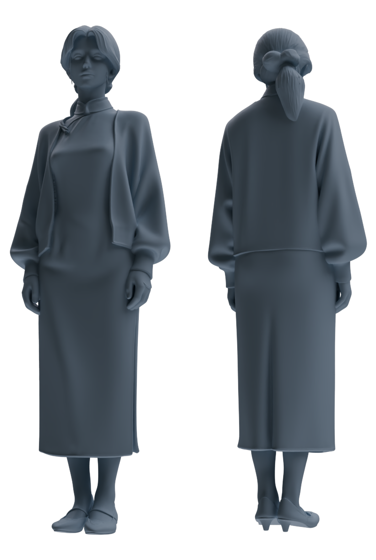 Detail view of MRY-SFW LYTR894 Republic of China Style Qipao Woman Figure Modern Model 3 pcs Model