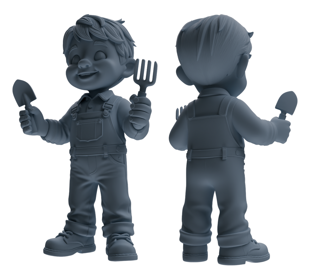 Detail view of MRY-SFW LYTR920 Cartoon Farm Boy Multi-pose Modern Model 3 pcs Model