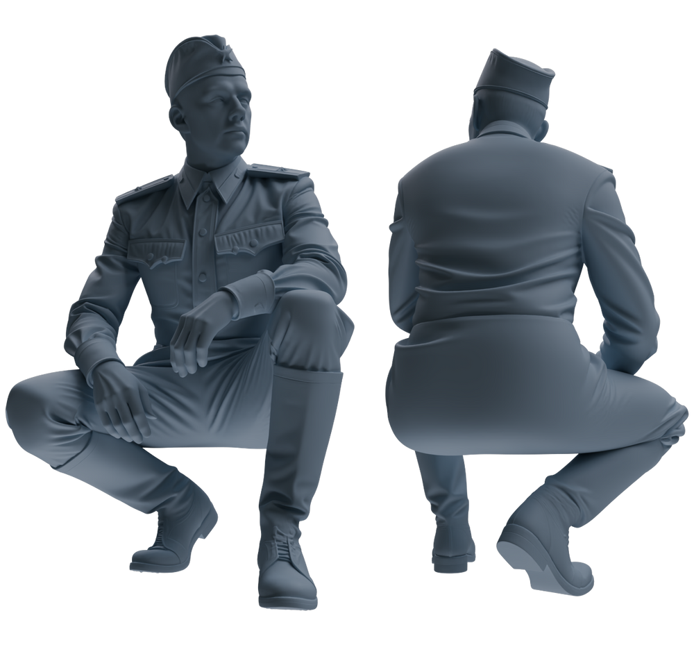 Detail view of MRY-SFW LYGR731 WWII Soviet Army War Scene Six-Person Daily Routine Group Model