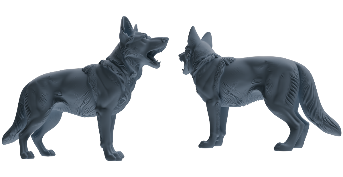 Detail view of MRY-SFW LYTR839 German Shepherd Pose Model 4 pcs Miniature Car Diorama Figures Scene Props Accessories Resin Model
