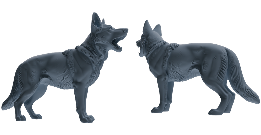 Detail view of MRY-SFW LYTR839 German Shepherd Pose Model 4 pcs Miniature Car Diorama Figures Scene Props Accessories Resin Model