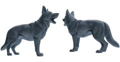 Detail view of MRY-SFW LYTR839 German Shepherd Pose Model 4 pcs Miniature Car Diorama Figures Scene Props Accessories Resin Model