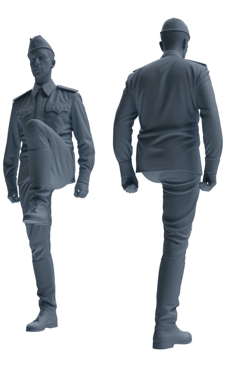 Detail view of MRY-SFW LYGR728 WWII Soviet Army War Scene Six-Person Physical Training Group Model