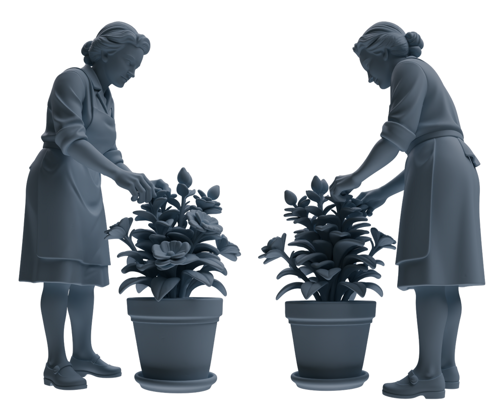 Detail view of MRY-SFW LYTR921 Gardening Woman Multi-pose Modern Model 4 pcs Model